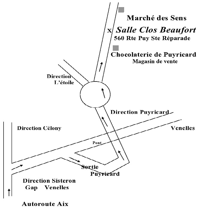 Plan d’accès pour venir au clos Beaufort à Aix en Provence cours de yoga