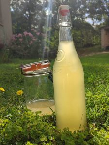 Du kéfir citronné est servi dans une bouteille de limonade frais